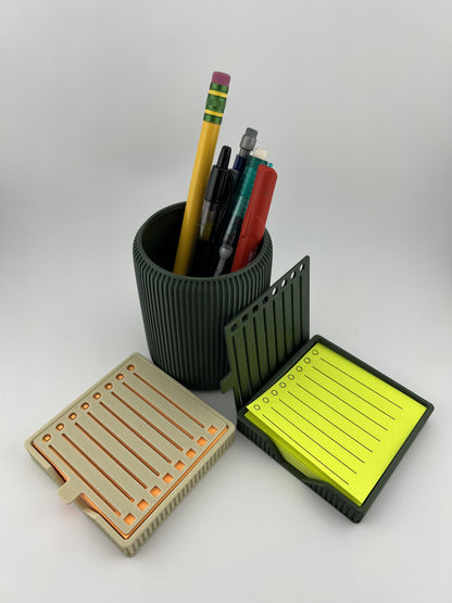 Pen and Pencil Holder &Sticky Note Holder Combo - Desk Organizer, Multi-Functional Office Supplies, Available in Multiple Colors