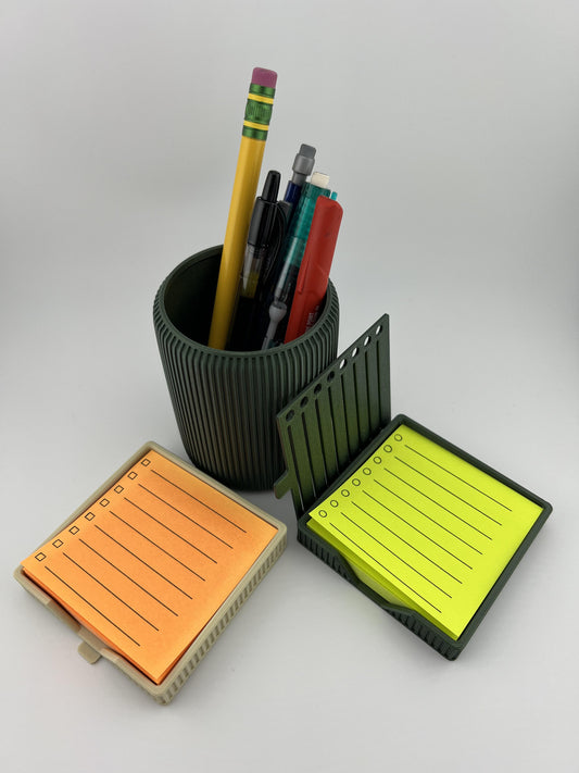 Pen and Pencil Holder &Sticky Note Holder Combo - Desk Organizer, Multi-Functional Office Supplies, Available in Multiple Colors