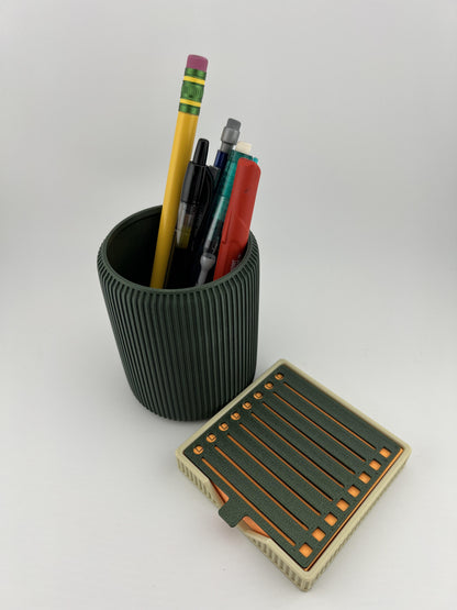 Pen and Pencil Holder &Sticky Note Holder Combo - Desk Organizer, Multi-Functional Office Supplies, Available in Multiple Colors