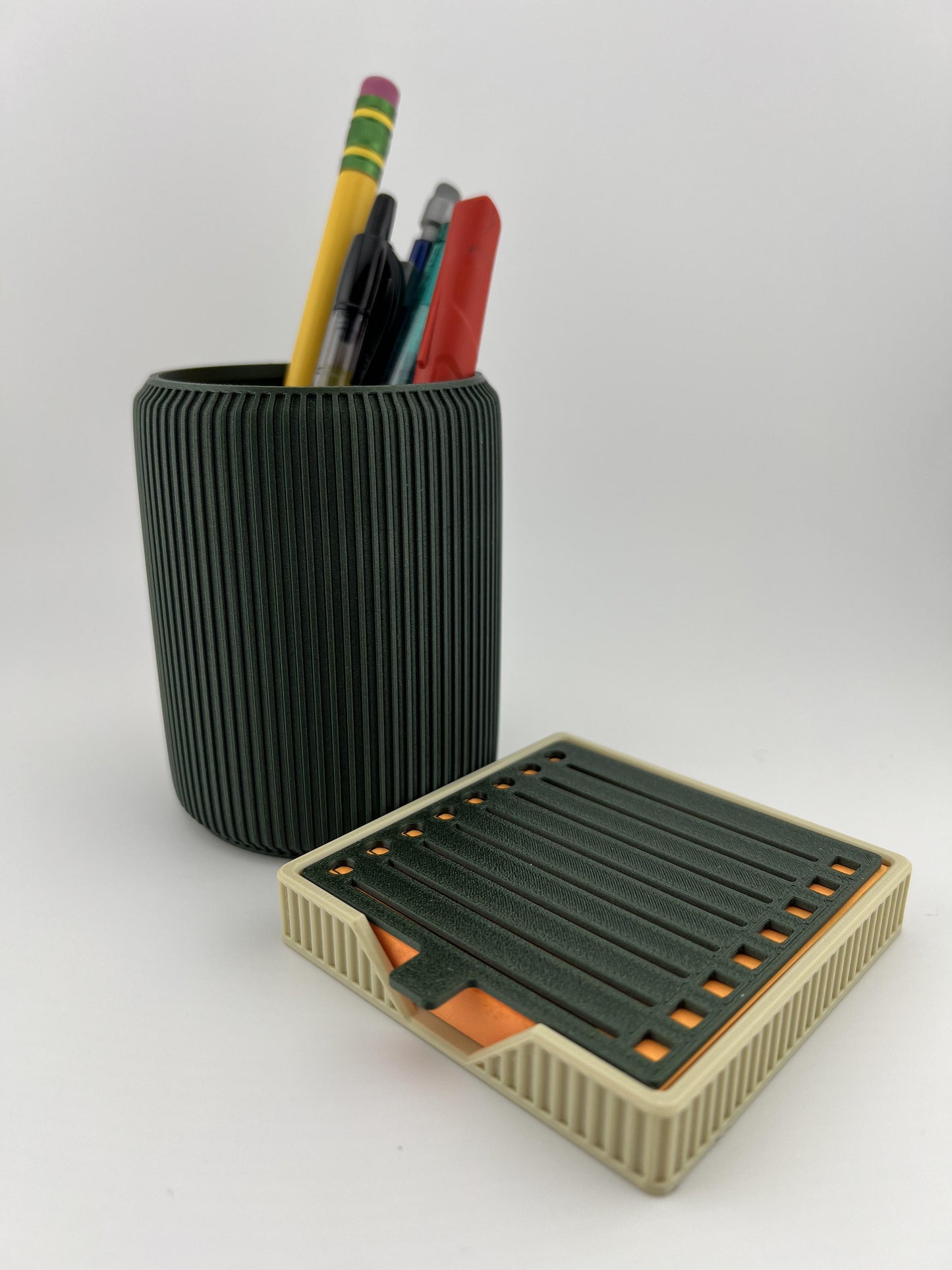 Pen and Pencil Holder &Sticky Note Holder Combo - Desk Organizer, Multi-Functional Office Supplies, Available in Multiple Colors