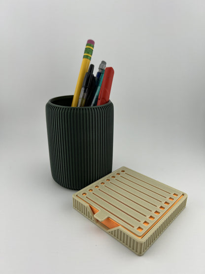 Pen and Pencil Holder &Sticky Note Holder Combo - Desk Organizer, Multi-Functional Office Supplies, Available in Multiple Colors