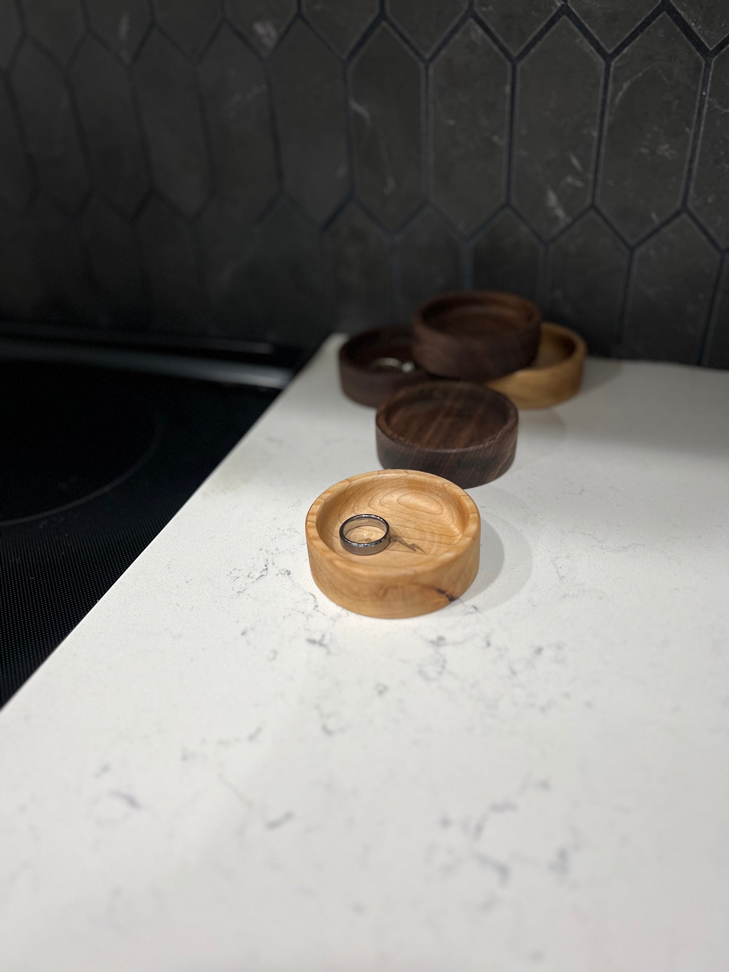 Wooden Ring & Jewelry Trays: Round, small, customizable, perfect side table accessory!