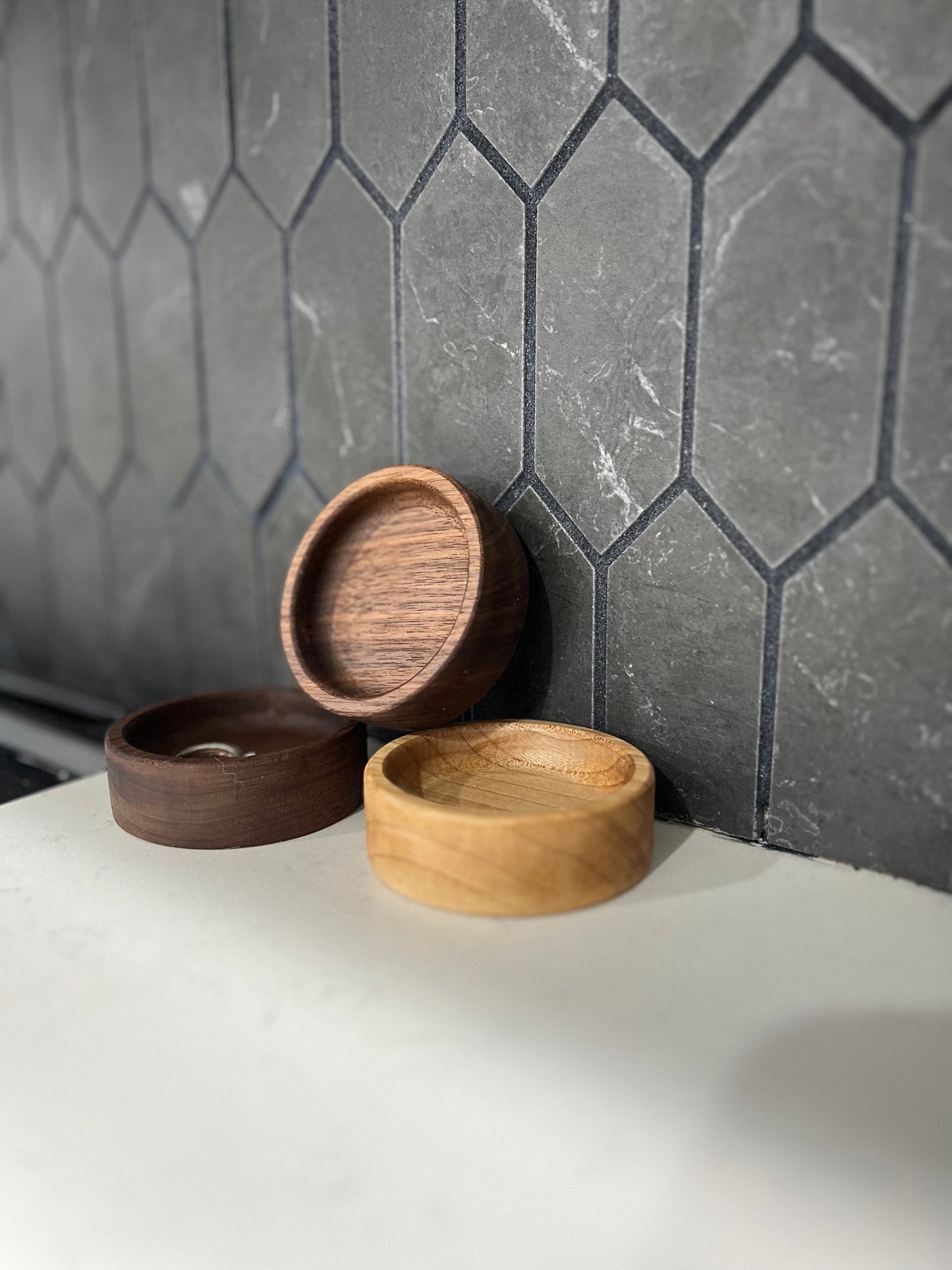 Wooden Ring & Jewelry Trays: Round, small, customizable, perfect side table accessory!