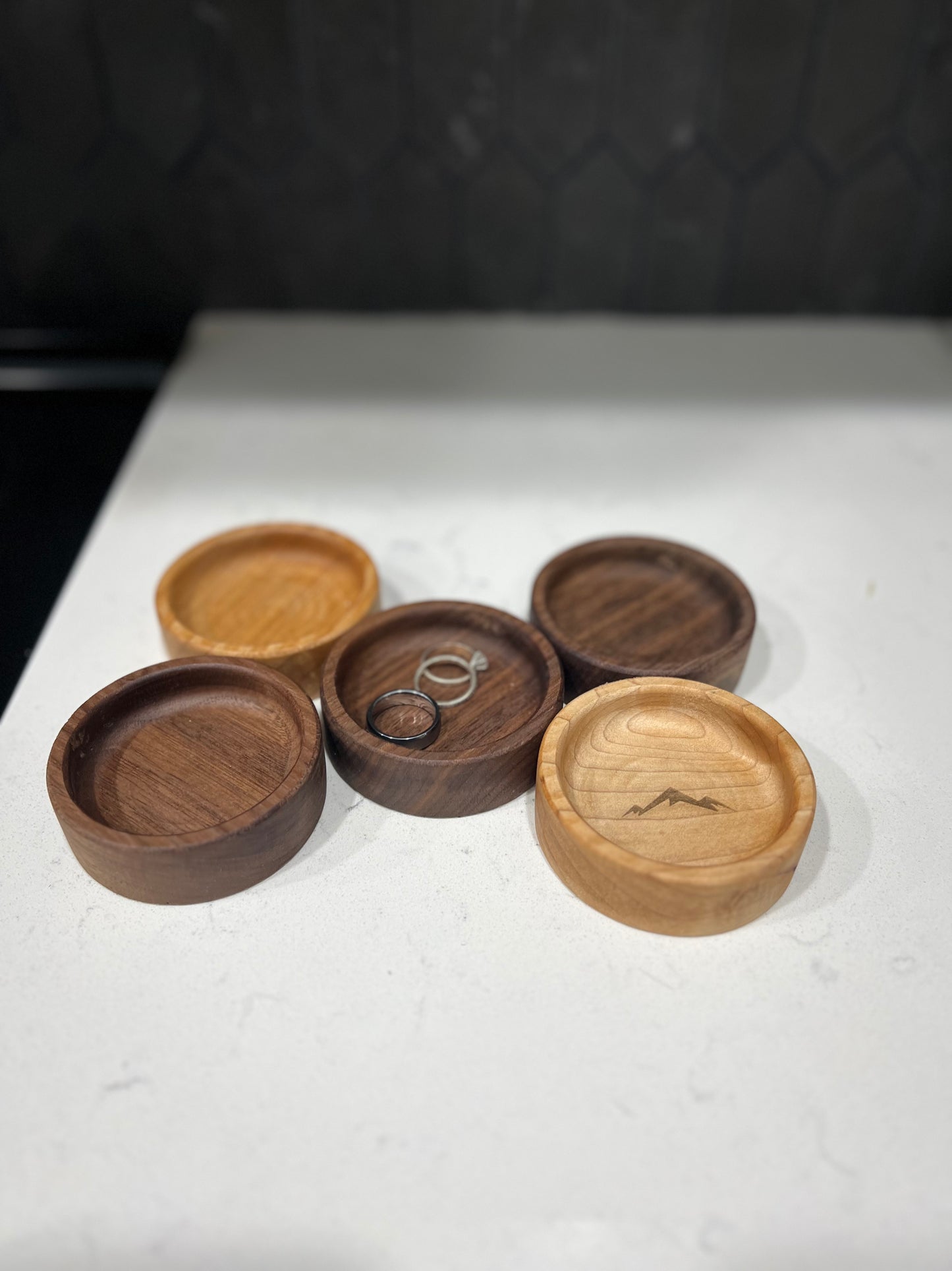 Wooden Ring & Jewelry Trays: Round, small, customizable, perfect side table accessory!