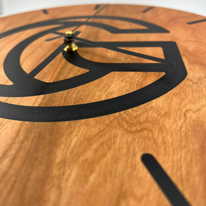 Custom Logo epoxy resin clock, Custom branded solid hardwood clock with tinted epoxy made to order