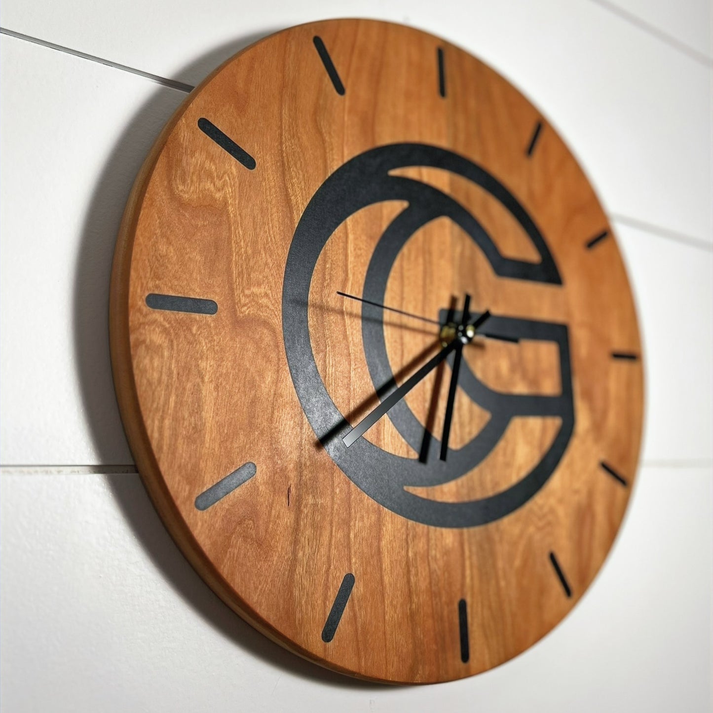 Custom Logo epoxy resin clock, Custom branded solid hardwood clock with tinted epoxy made to order