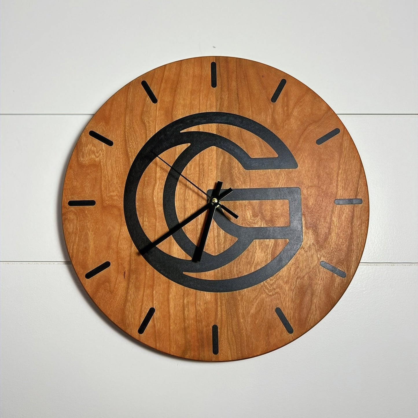 Custom Logo epoxy resin clock, Custom branded solid hardwood clock with tinted epoxy made to order