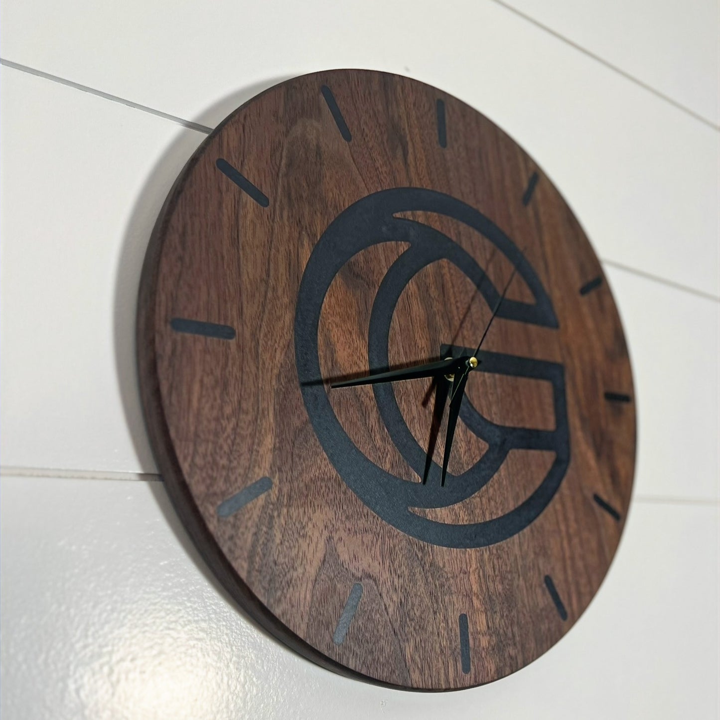 Custom Logo epoxy resin clock, Custom branded solid hardwood clock with tinted epoxy made to order