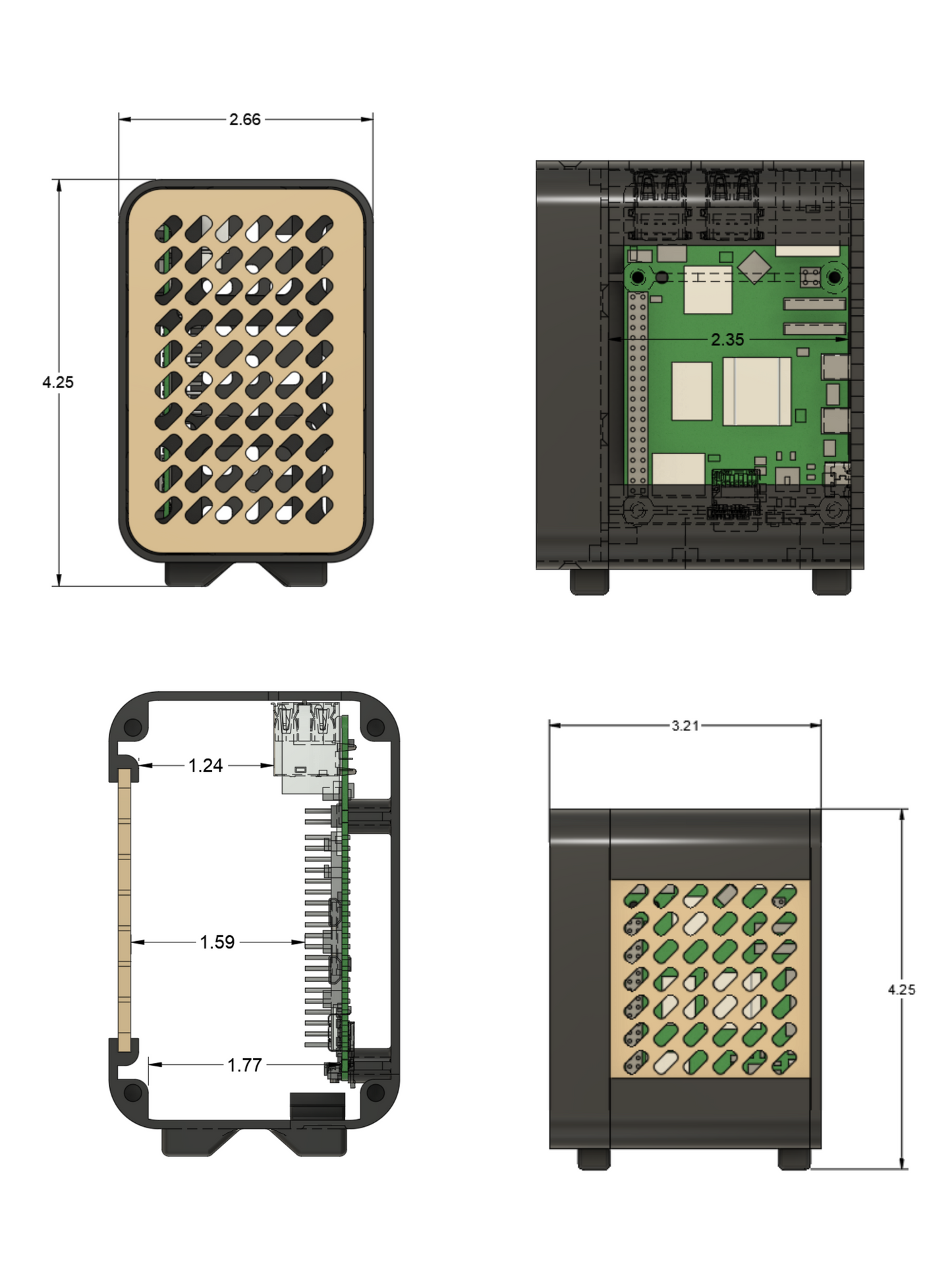 Versatile Case for Raspberry Pi 5 – Noctua Fan & Factory Cooler Compatible, Supports Various HATs