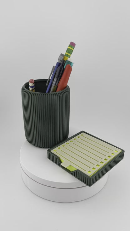 Pen and Pencil Holder &Sticky Note Holder Combo - Desk Organizer, Multi-Functional Office Supplies, Available in Multiple Colors